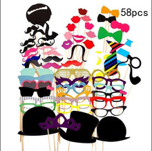 Load image into Gallery viewer, 10-58pcs Fun Wedding Decoration Photo Booth Props DIY Mustache Lips Glasses Mask Photobooth Accessories Wedding Party Supplies