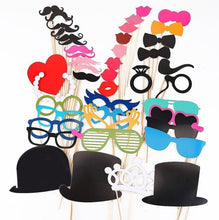 Load image into Gallery viewer, 10-58pcs Fun Wedding Decoration Photo Booth Props DIY Mustache Lips Glasses Mask Photobooth Accessories Wedding Party Supplies