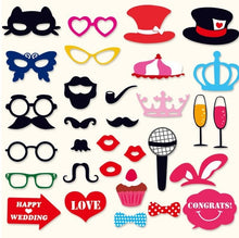 Load image into Gallery viewer, 10-58pcs Fun Wedding Decoration Photo Booth Props DIY Mustache Lips Glasses Mask Photobooth Accessories Wedding Party Supplies