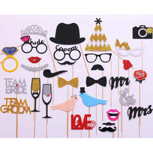 Load image into Gallery viewer, 10-58pcs Fun Wedding Decoration Photo Booth Props DIY Mustache Lips Glasses Mask Photobooth Accessories Wedding Party Supplies