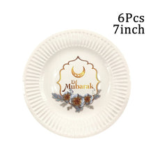Load image into Gallery viewer, Chicinlife 1Set Eid Mubarak Disposable Paper Cup Plate Ramadan Mubarak Muslim Islamic Festival Party DIY Decoration Supplies