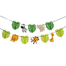 Load image into Gallery viewer, Safari Animals Banner Jungle Party Decoration Safari Party Decor Jungle Theme Animal Balloons 1st Birthday Party Decor Wild One