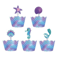 Load image into Gallery viewer, Little Mermaid Fantastic Purple Mermaid Birthday Party Disposable Tableware Decoration Paper Plate Cup Balloons Supplies