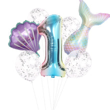 Load image into Gallery viewer, Little Mermaid Fantastic Purple Mermaid Birthday Party Disposable Tableware Decoration Paper Plate Cup Balloons Supplies