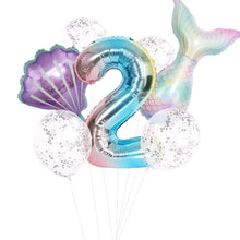 Load image into Gallery viewer, Little Mermaid Fantastic Purple Mermaid Birthday Party Disposable Tableware Decoration Paper Plate Cup Balloons Supplies