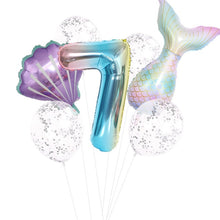 Load image into Gallery viewer, Little Mermaid Fantastic Purple Mermaid Birthday Party Disposable Tableware Decoration Paper Plate Cup Balloons Supplies