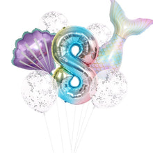 Load image into Gallery viewer, Little Mermaid Fantastic Purple Mermaid Birthday Party Disposable Tableware Decoration Paper Plate Cup Balloons Supplies