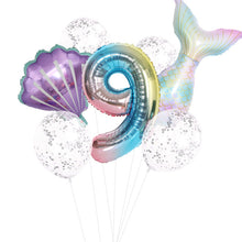 Load image into Gallery viewer, Little Mermaid Fantastic Purple Mermaid Birthday Party Disposable Tableware Decoration Paper Plate Cup Balloons Supplies