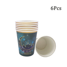 Load image into Gallery viewer, Chicinlife 1Set Eid Mubarak Disposable Paper Cup Plate Ramadan Mubarak Muslim Islamic Festival Party DIY Decoration Supplies
