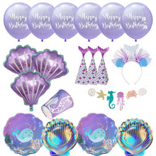 Load image into Gallery viewer, Little Mermaid Fantastic Purple Mermaid Birthday Party Disposable Tableware Decoration Paper Plate Cup Balloons Supplies
